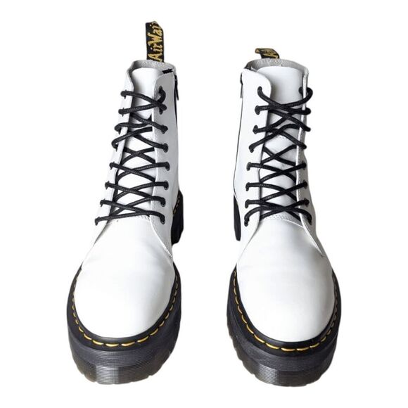 DR. MARTENS Jadon White Smooth Leather Combat Boot Size M9/W10 - Picture 4 of 13